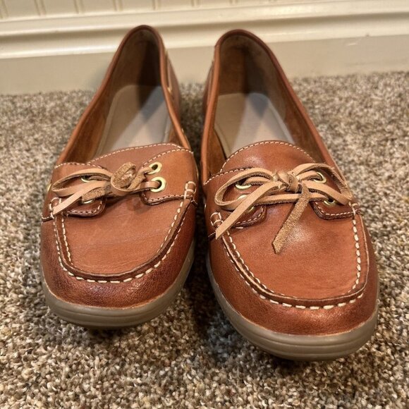 𝅺footglove Brown Leather Moccasin Driver Loafer Women Size 6.5 - Picture 1 of 11